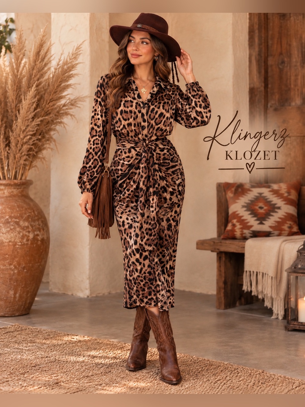 Fashion Nova Leopard Print Tie Waist Midi Maxi Dress Size Large